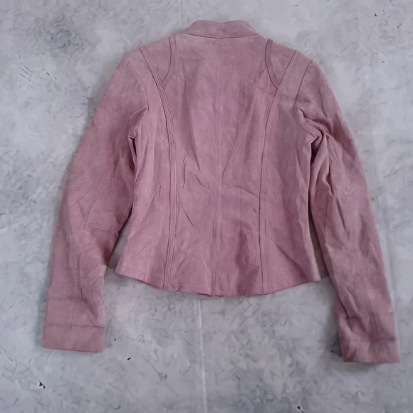Vintage Le Chateau Pink Suede Zip-Front Jacket Motorcycle Jacket - Picture 5 of 10